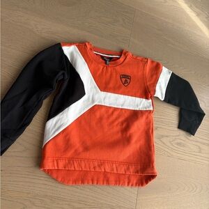 Lamborghini Kids Long Sleeve Shirt in Orange, Black, and White